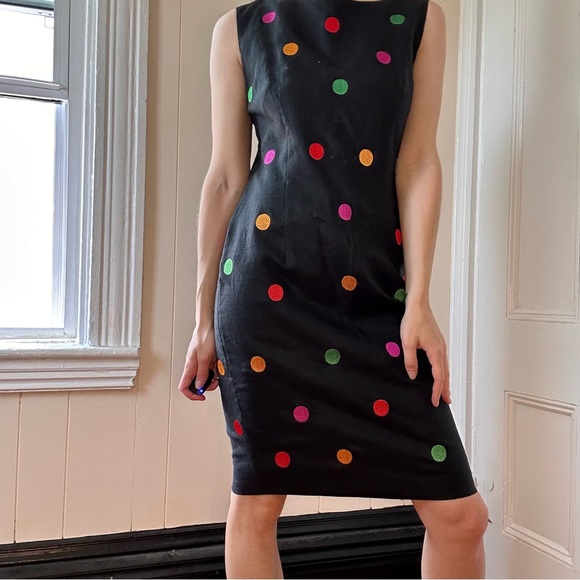 Vintage Paul Alexander Linen Polka Dot Dress - Picture 2 of 16